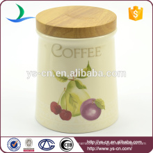 YSca0032-01-1 vasilhas cerâmicas de cozinha com tampa de madeira